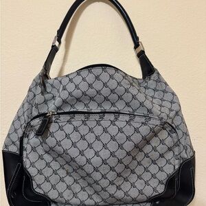 Ralph Lauren Monogrammed Black and Gray Shoulder Bag